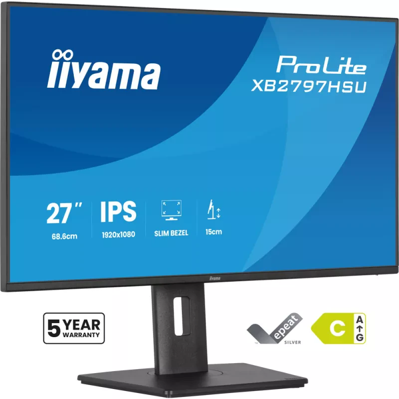 iiyama ProLite XB2797HSU-B1 - Monitor LED - 27" - 1920 x 1080 Full HD (1080p) @ 120 Hz - IPS - 350 cd/m² - 1500:1 - 4 ms - HDMI, DisplayPort - altifalantes - preto, mate