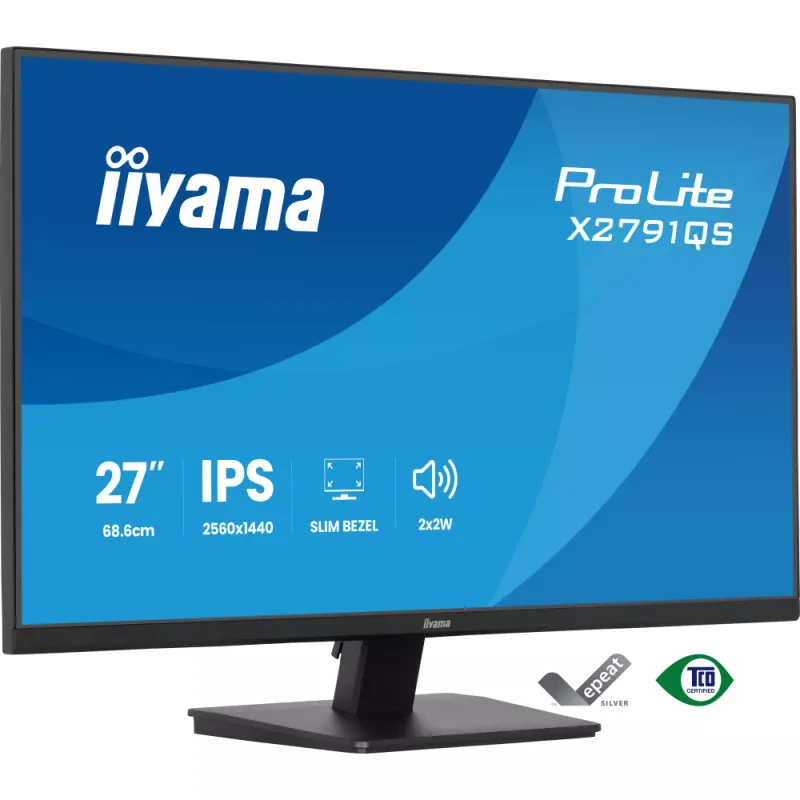 iiyama ProLite X2791QS-B1 - Monitor LED - 27" - 2560 x 1440 QHD @ 75 Hz - IPS - 350 cd/m² - 1000:1 - 1 ms - HDMI, DisplayPort - altifalantes - preto, mate