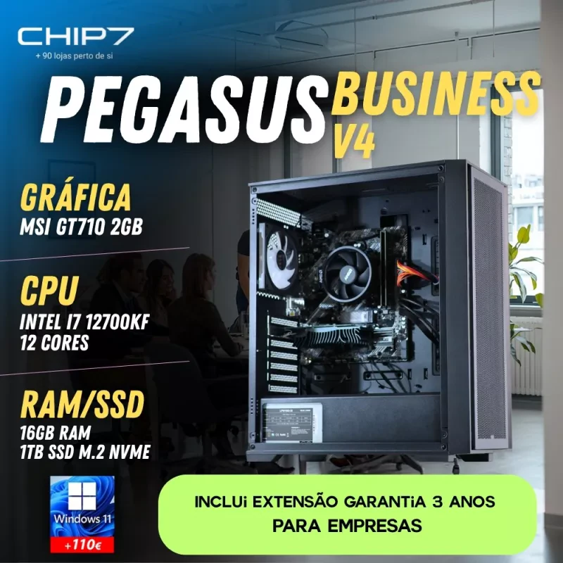 COMPUTADOR TRABALHO - Intel I7 12700KF / GT 710 / 16GB RAM / 1TB SSD / S/SO - CHIP7 PEGASUS BUSINESS V4