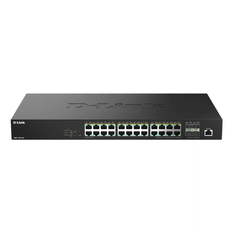 D-Link DMS-1250-28P - Interruptor - L2+ - inteligente - 24 x 10/100/1000/2.5G (PoE++) + 4 x 10 Gigabit SFP+ - desktop - PoE++ (475 W)