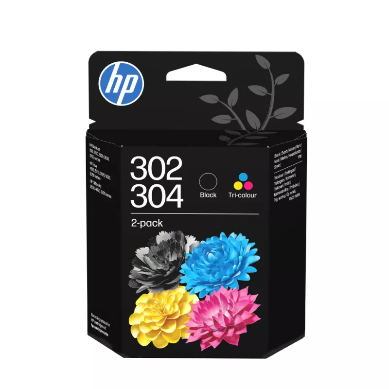 HP 302/304 Tri-color/Black Ink Crtg 2-Pk