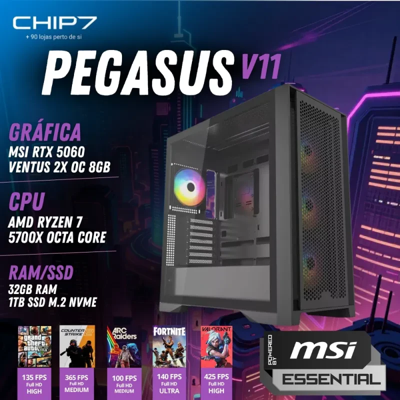 COMPUTADOR GAMING - AMD Ryzen 7 5700X / RTX 5060 8GB / 32GB RAM
