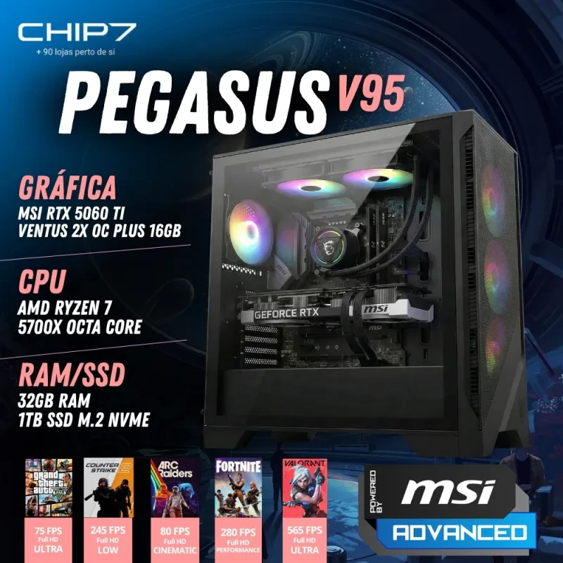 COMPUTADOR GAMING - AMD RYZEN 7 5700X / RTX 5060 TI 16GB / 32GB
