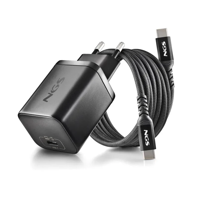 CARREGADOR NGS ULTRARÁPIDO DE PAREDE DE 65 W COM SAÍDA USB-C e CABO USB-C PARA USB-C DE 1,5 M