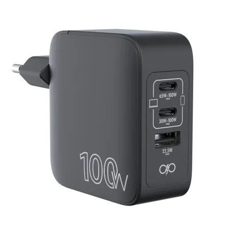 Carregador Doméstico Force Power Lite Triplo 100W GaN 2x USB-C + 1x USB-A Preto