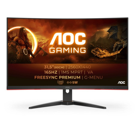 Monitor Gaming AOC CQ32G2SE/BK - 31.5" 2K Quad HD VA / 165Hz / 1ms / Curvo / AMD FreeSync Premium