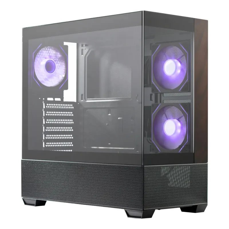 Caixa ATX Cooler Master Elite 690 Wood ARGB Preta Vidro Temperado