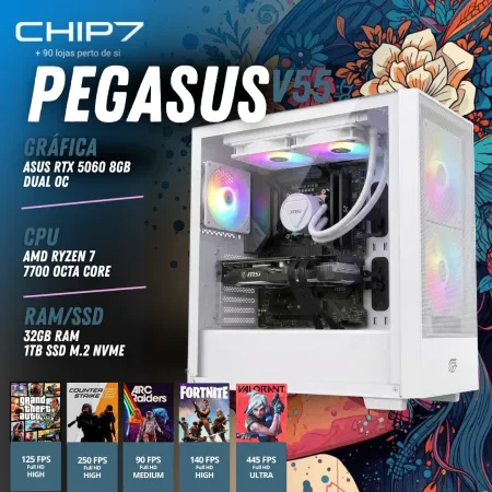 COMPUTADOR GAMING - AMD Ryzen 7 9700X  / NVIDIA RTX 5060 8GB / 32GB RAM / 1TB SSD - CHIP7 PEGASUS V55