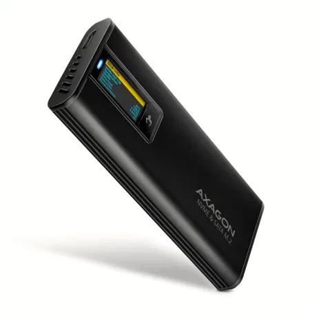 Caixa Externa USB-C 3.2 Axagon M.2 NVMe & Sata SSD Com Display