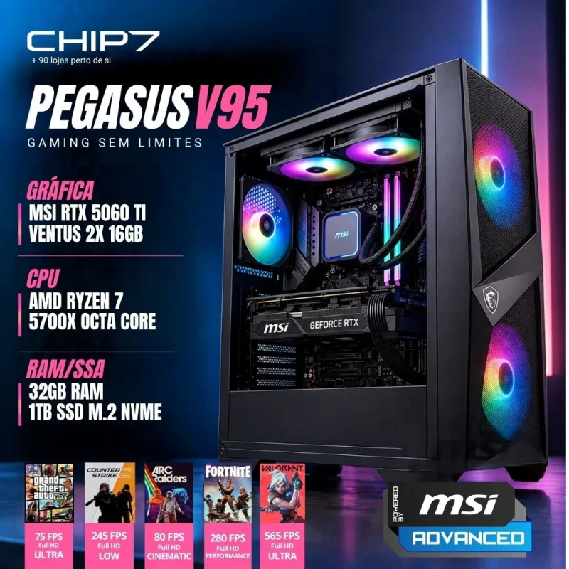 COMPUTADOR GAMING - AMD RYZEN 7 5700X / RTX 5060 TI 16GB / 32GB