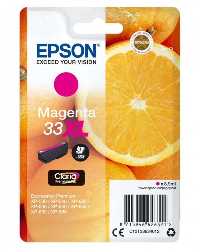 Tinteiro EPSON 33 Magenta XL - Expression Home XP-530/630/635/830/900/7100
