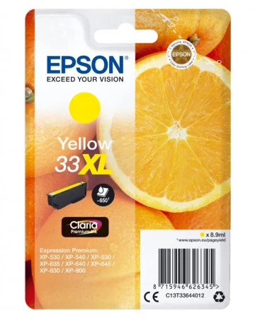 Tinteiro EPSON 33 Amarelo XL - Expression Home XP-530/630/635/830/900/7100