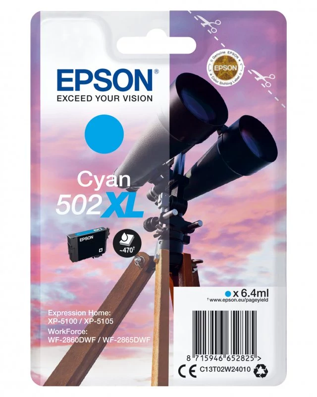 Tinteiro EPSON 502 Ciano XL - XP-51xx, WF-286x