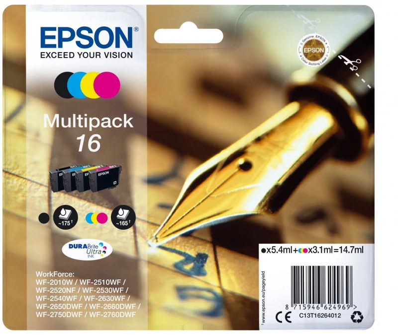 Tinteiro EPSON 16 Multipack 4 Cores - WF-2010/251xx/26xx/27xx