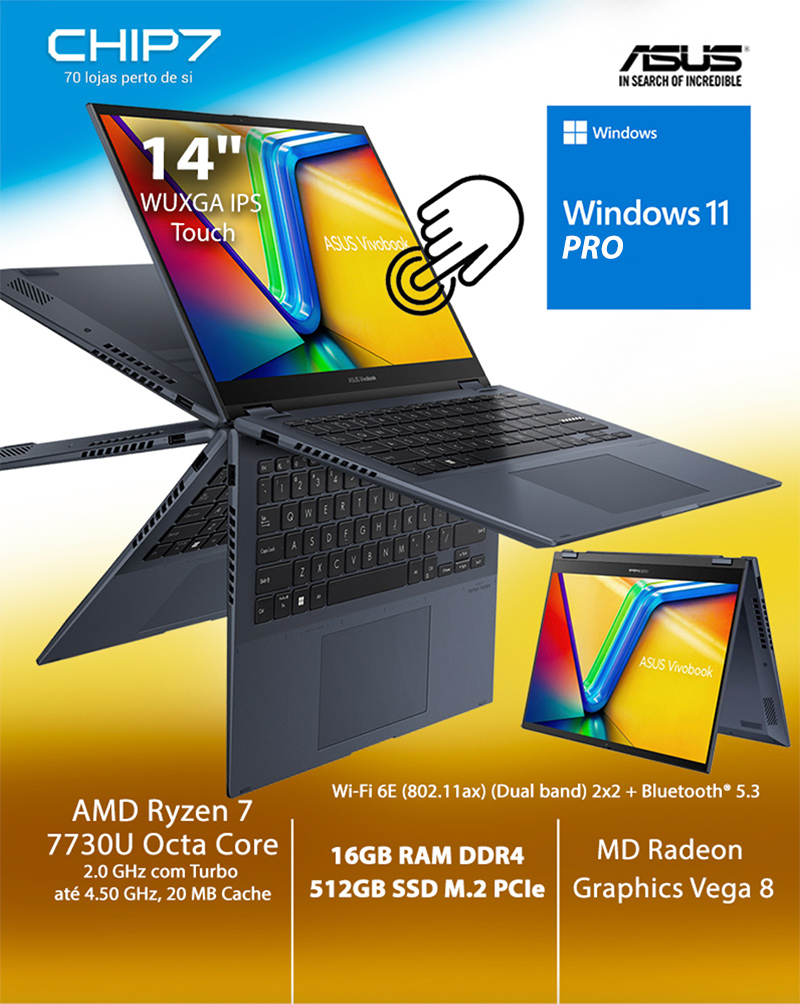 Portátil ASUS - AMD Ryzen 7 7730U / 16GB RAM / 512GB SSD / 14