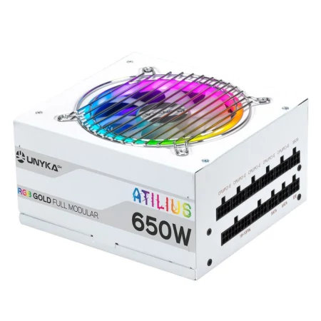 Fonte de Alimentação Gaming Atilius RGB 650W-WHITE -92% Eficiencia 140mm Full Modular