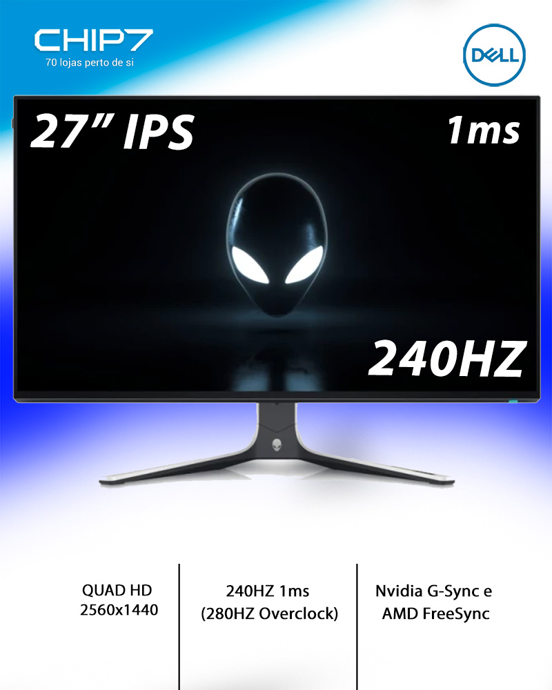 Monitor Gaming Alienware AW2723DF | LCD | QHD | 1 ms | 280 Hz com