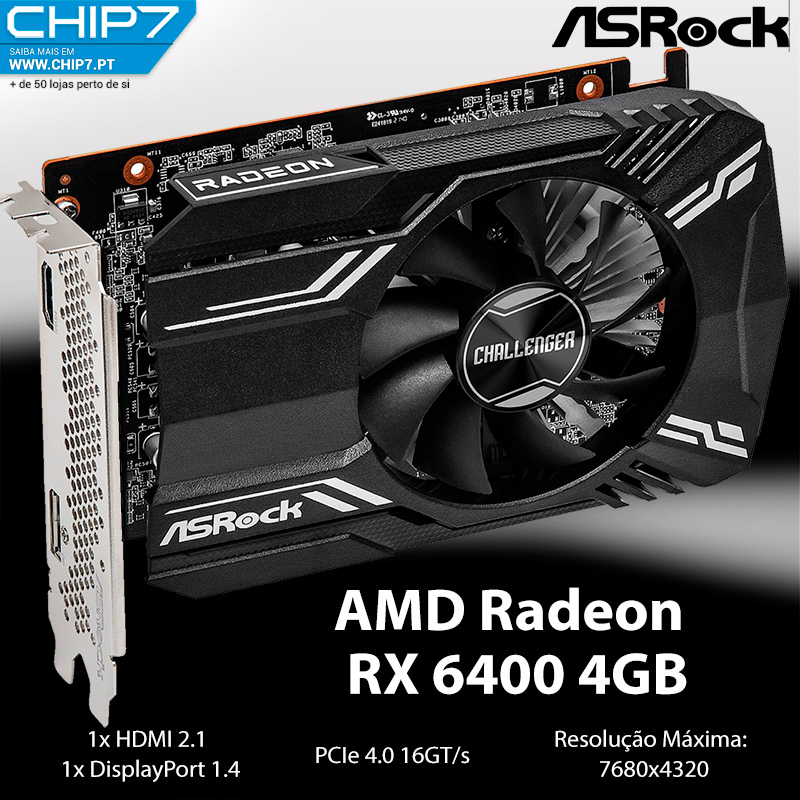 PLACA GRAFICA ASROCK AMD RADEON RX 6400 CHALLENGER ITX 4GB