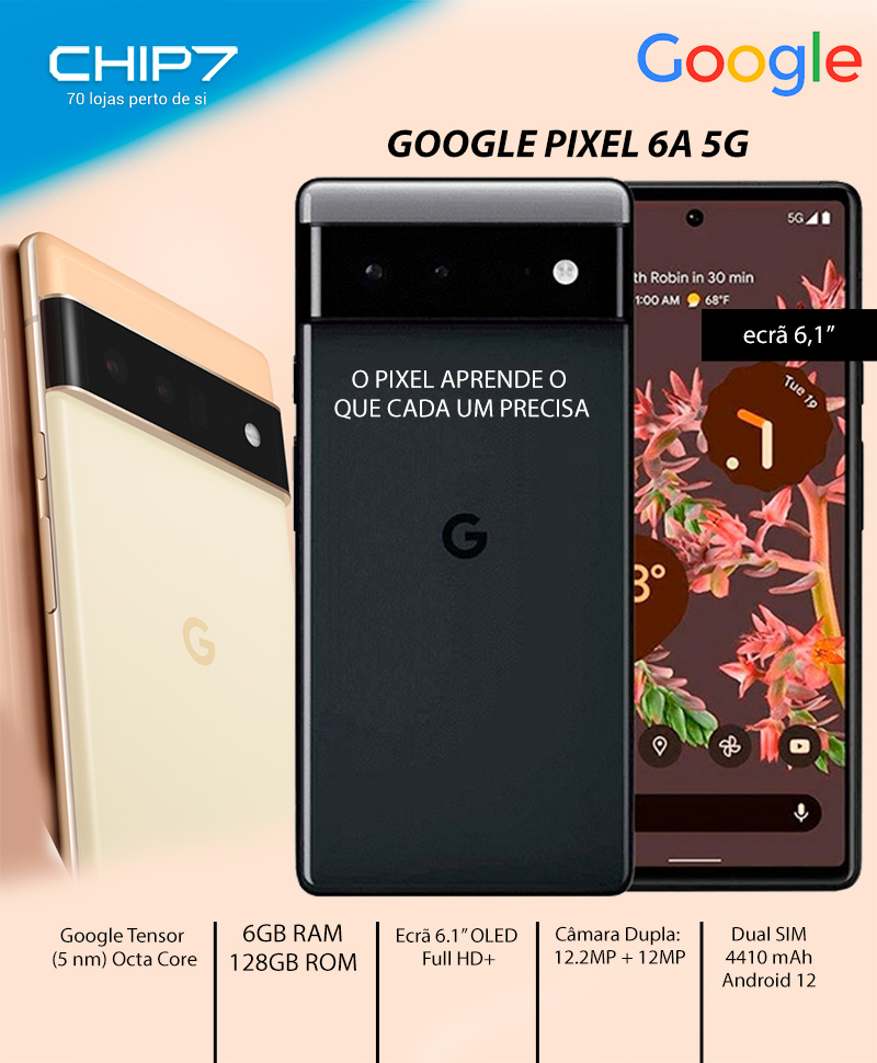 Smartphone Google Pixel 6a 5G 6GB/128GB Dual SIM Chalk | CHIP7