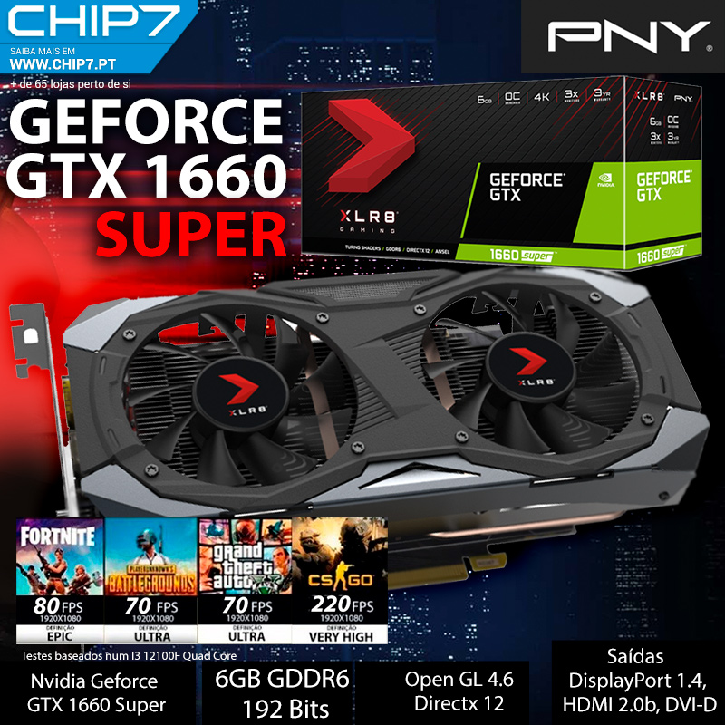 Placa Gráfica PNY GeForce GTX 1660 SUPER XLR8 Gaming Overclocked
