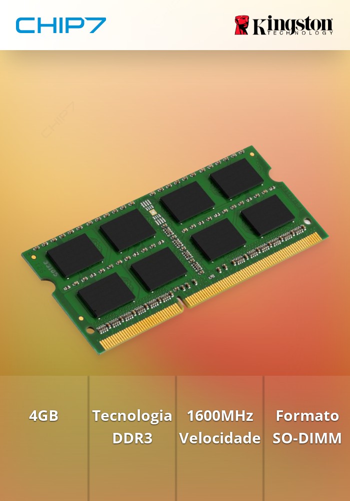 Memória RAM 4GB (1x4GB) DDR3 1600MHz SO-DIMM