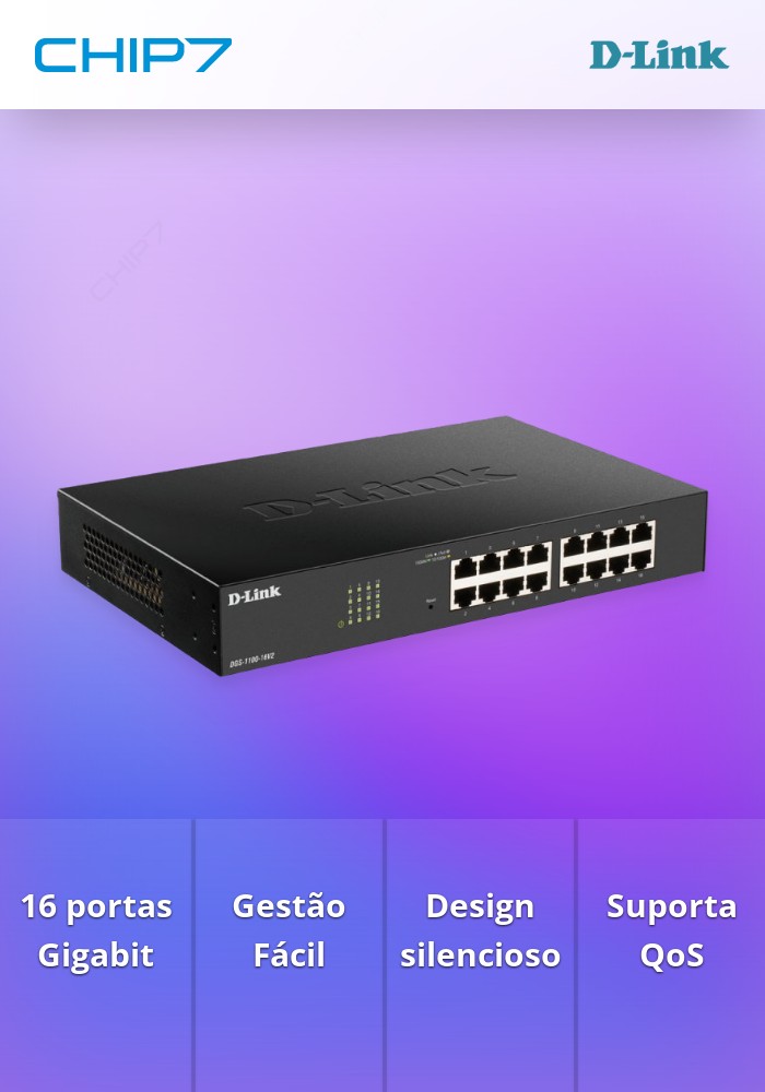 Switch D-Link DGS-1100-16V2 EasySmart 16 Portas Gigabit