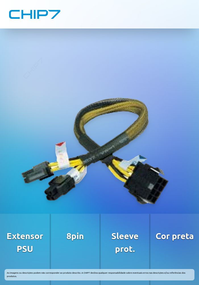 Cabo extensor de alimentação da fonte com 8 pins e 28cm de comprimento.