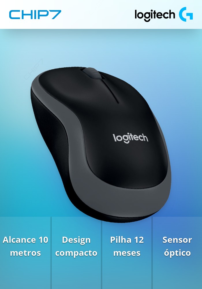 Rato Óptico Logitech M185 Wireless Cinzento