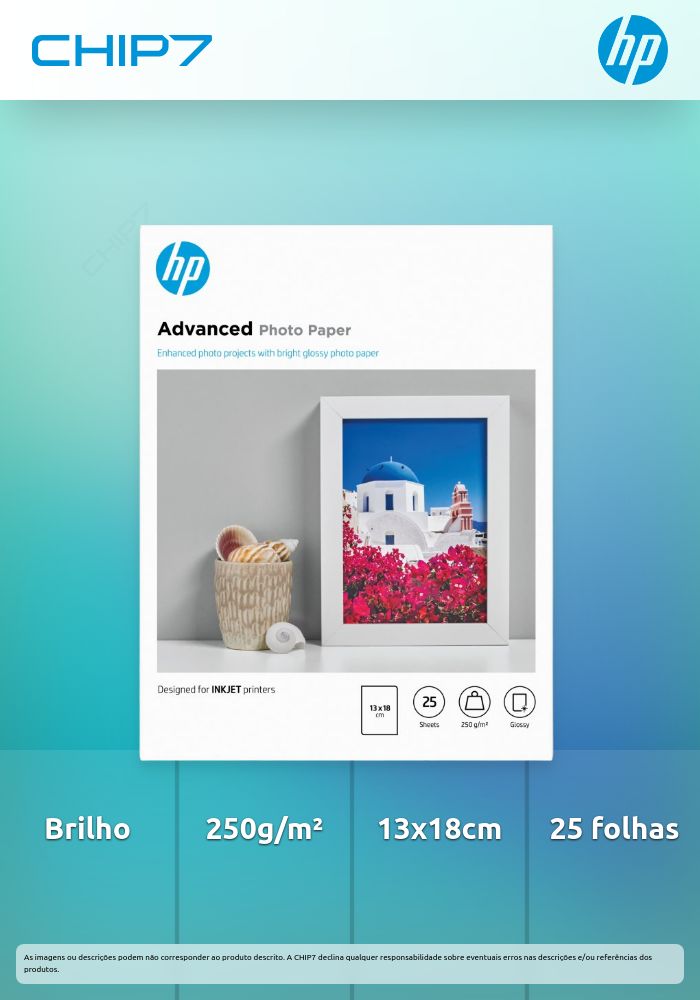 HP Advanced Glossy Photo Paper 250 g/m²-13 x 18 cm borderless/25 sht