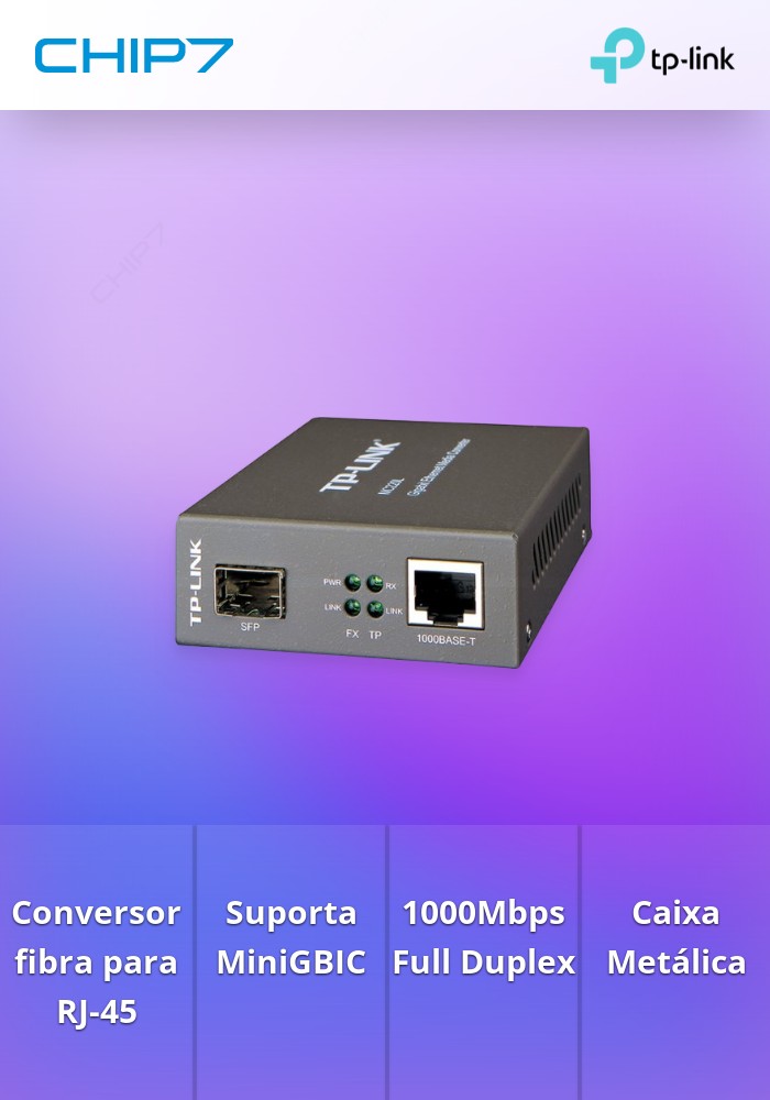 CONVERSOR FIBRA GIGABIT MC220L P/MODULOS GBIC SC/LC
