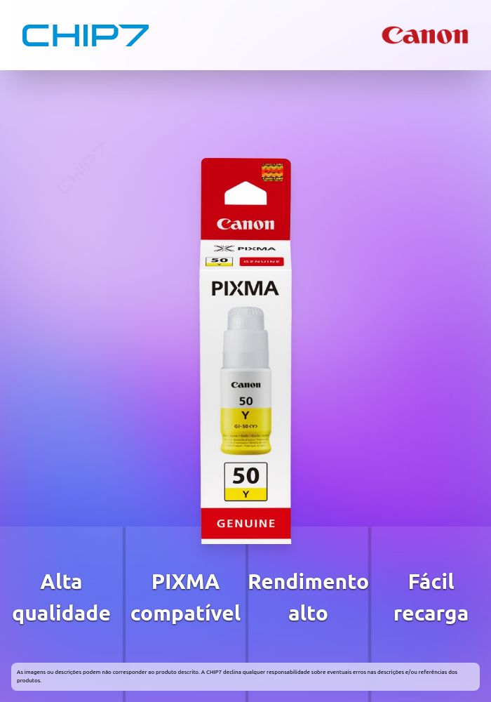 GI-50 Yellow Ink Bottle - Compativel: PIXMA G5050 /PIXMA G6050