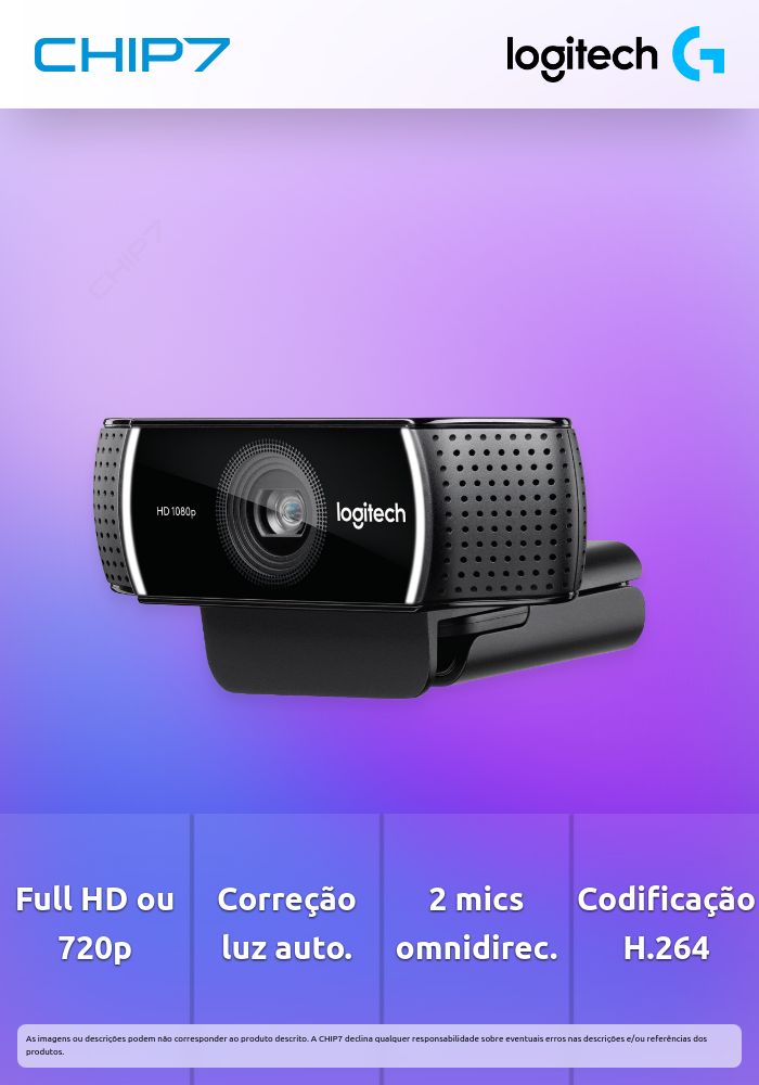 Logitech HD Pro Webcam C922 - Câmara web - a cores - 720p, 1080p - wired - H.264