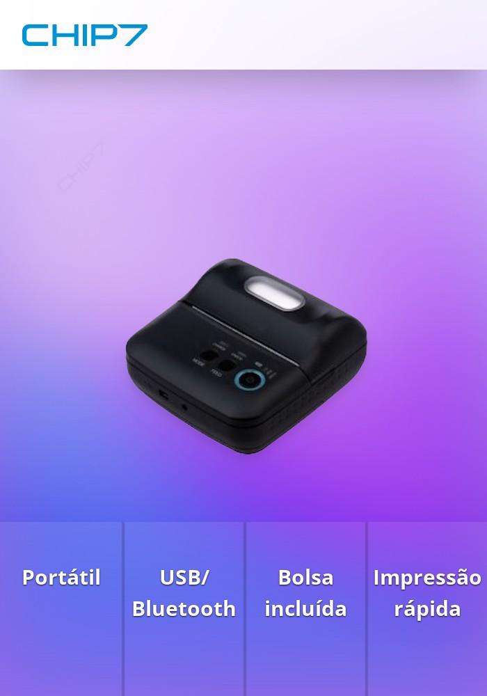 Impressora DDIGITAL Térmica Portátil RM-T9 c/ Bolsa de Transporte - USB / Bluetooth