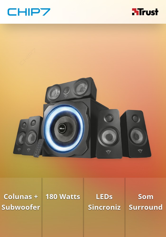 TRUST COLUNAS GAMING GXT658 TYTAN SURROUND 5.1 LED