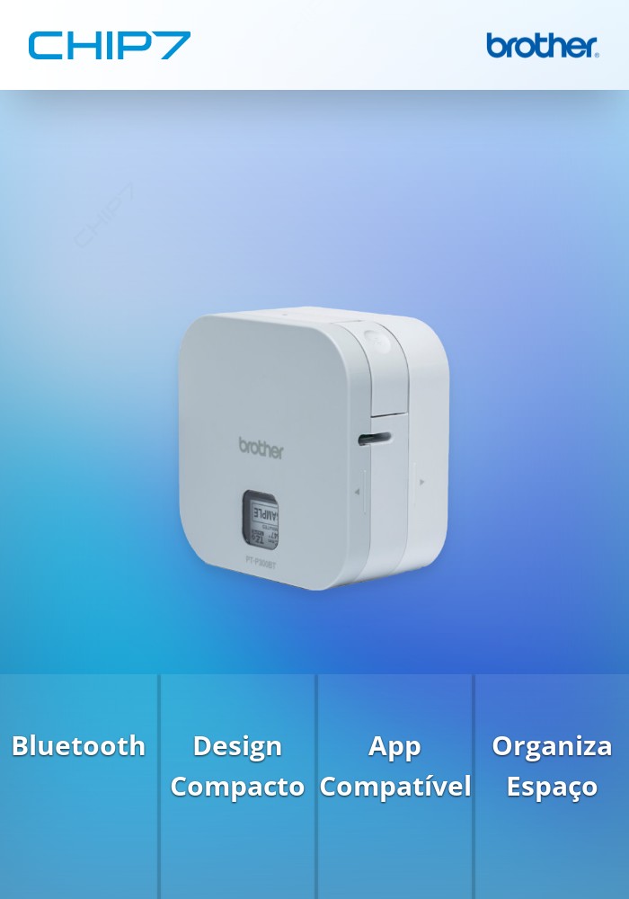 Rotuladora BROTHER Eletrónica PTP300BT Cube Branco - Bluetooth
