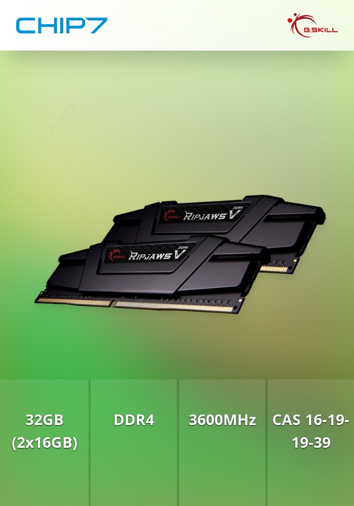 G.Skill Kit 32GB (2 x 16GB) DDR4 3600MHz Ripjaws V Black CL