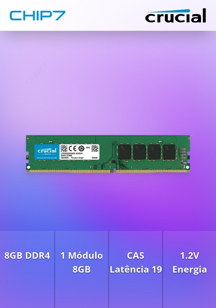 8GB DDR4 2666 MEMORIA RAM (1X8GB) CL19 CRUCIAL