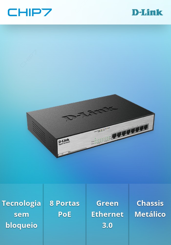D-LINK SWITCH 8x10/1000/1000 (BUDGET 140W (MAX OUTPUT 30W PER PORT) POE+