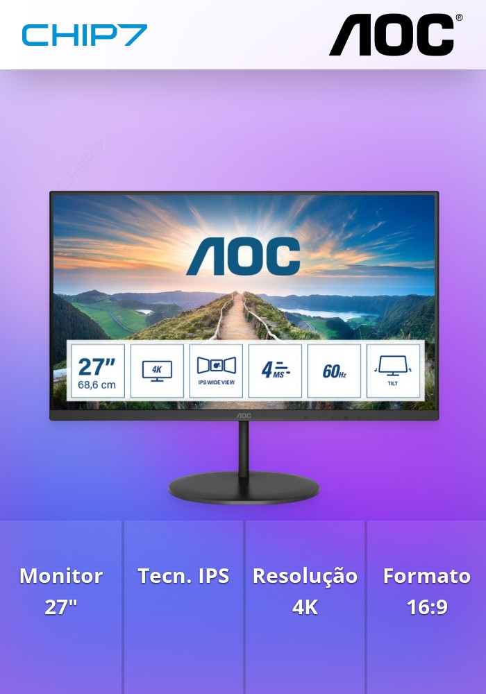 AOC MONITOR IPS 27IN 16:9 4K   MNTR