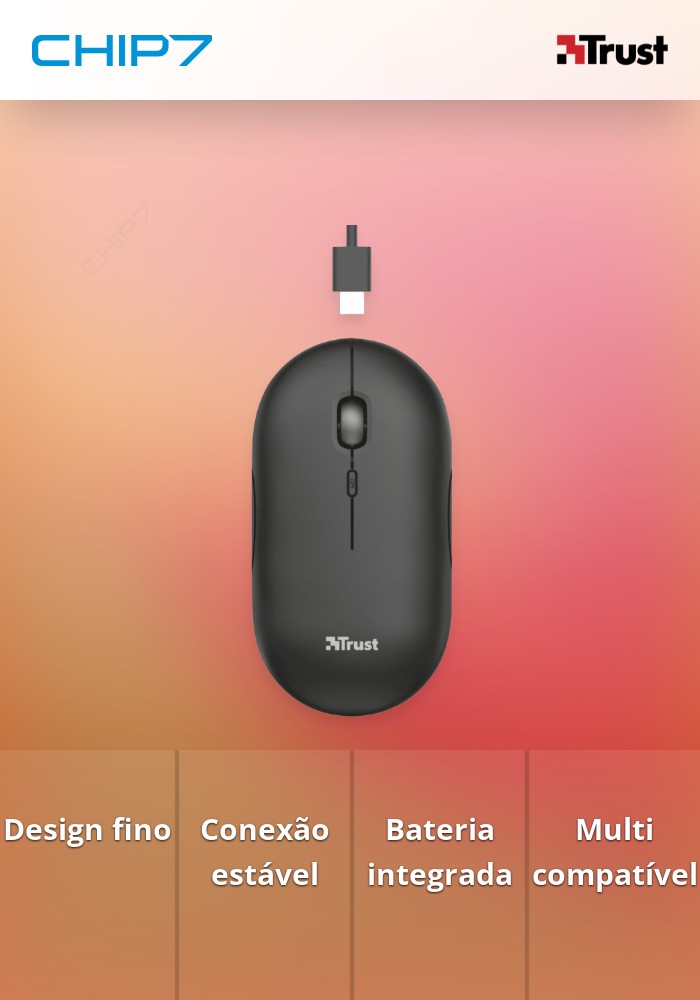 Rato Ultrafino Wireless recarregável PUCK - Black