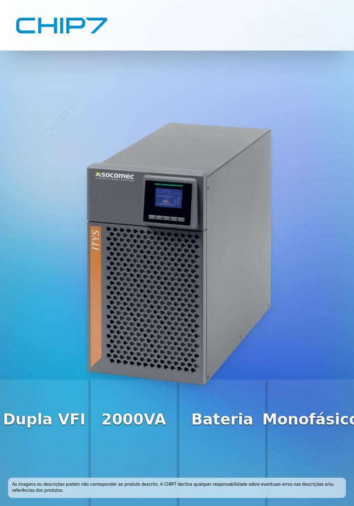 SOCOMEC ITYS 2000VA VFI UPS 1/1 PF=1 WITH BATTERY INTEGRATED