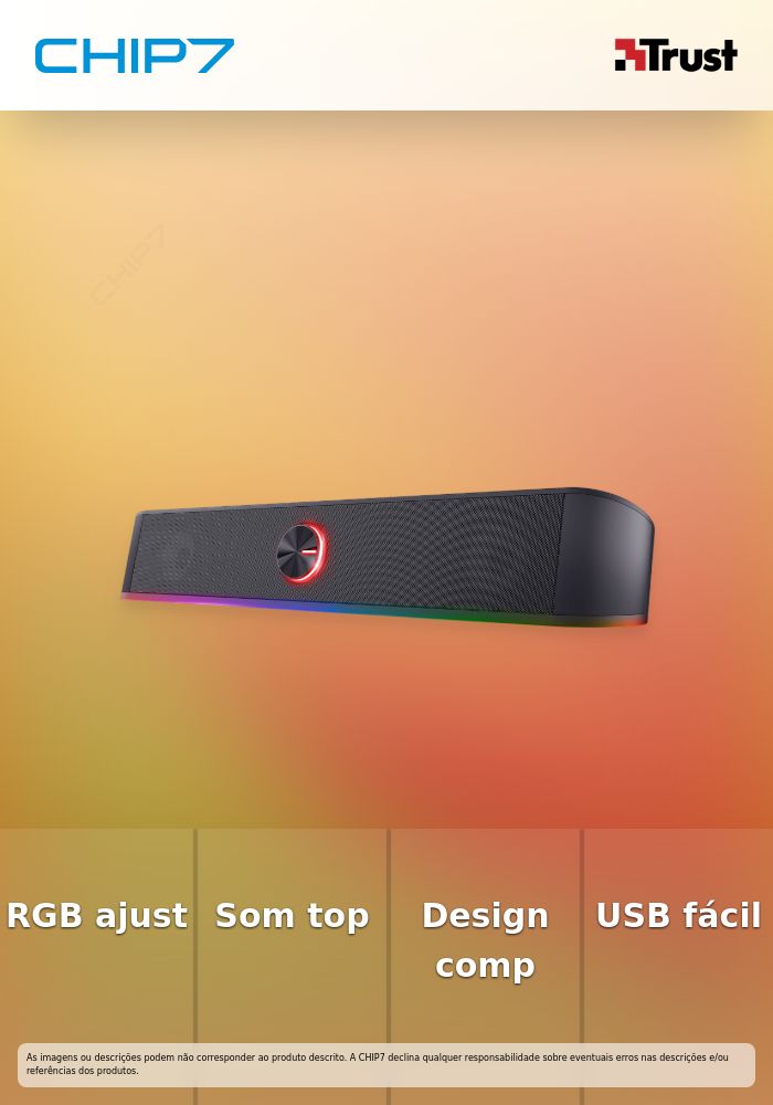 Soundbar TRUST GXT619 THORNE com iluminação RGB