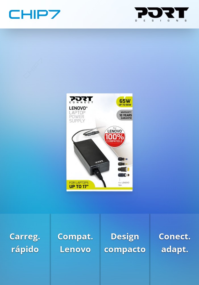 PORT CARREGADOR UNIVERSAL MULTITIP PARA LENOVO 65W