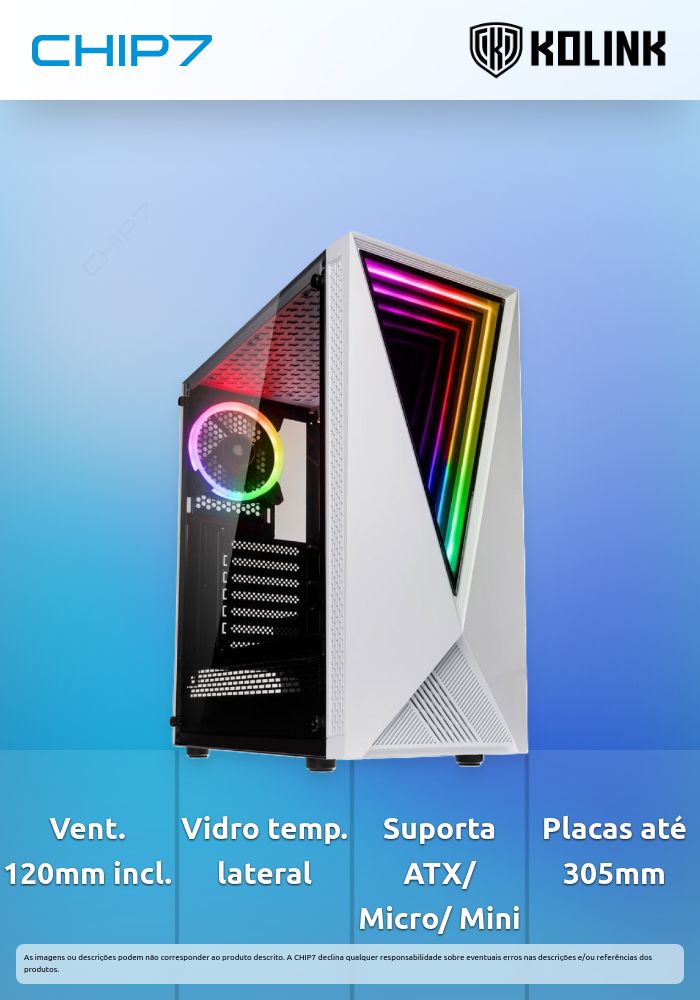 Caixa ATX Kolink VOID RGB Vidro Temperado Branco