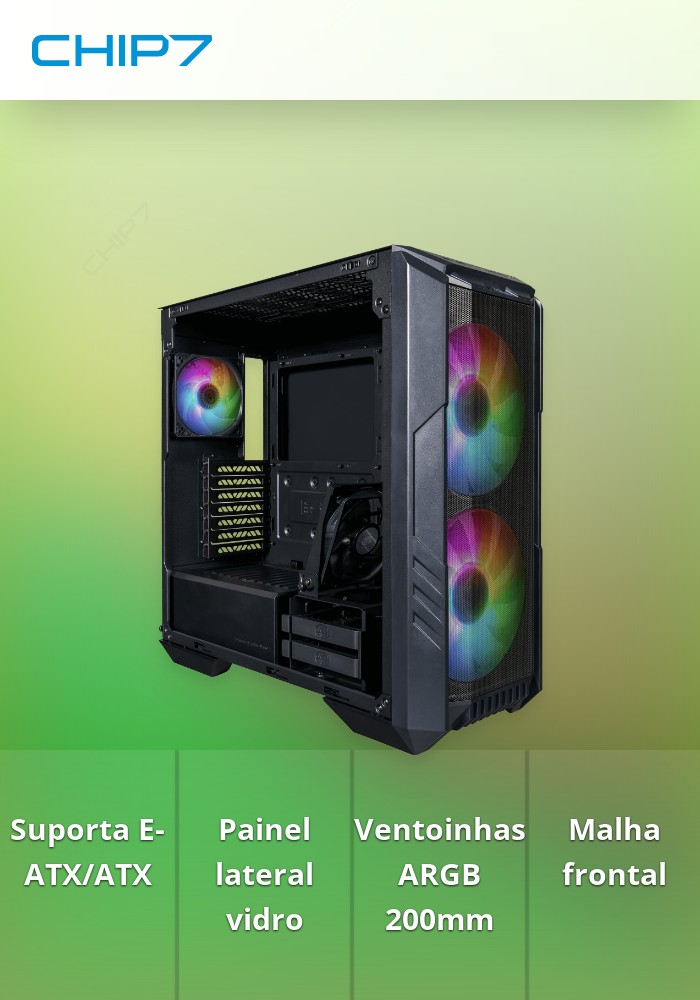 Cooler Master Caixa E-ATX HAF 500 Mesh ARGB Preta