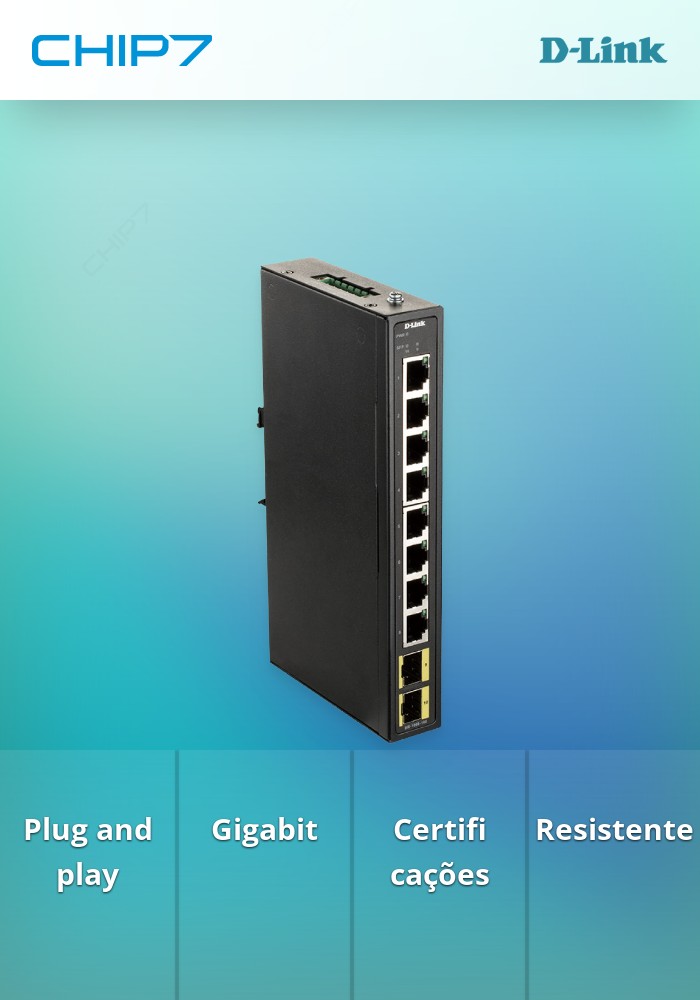 D-Link DIS-100G-10S Switch Industrial 8 Portas Gigabit + 2 SFP