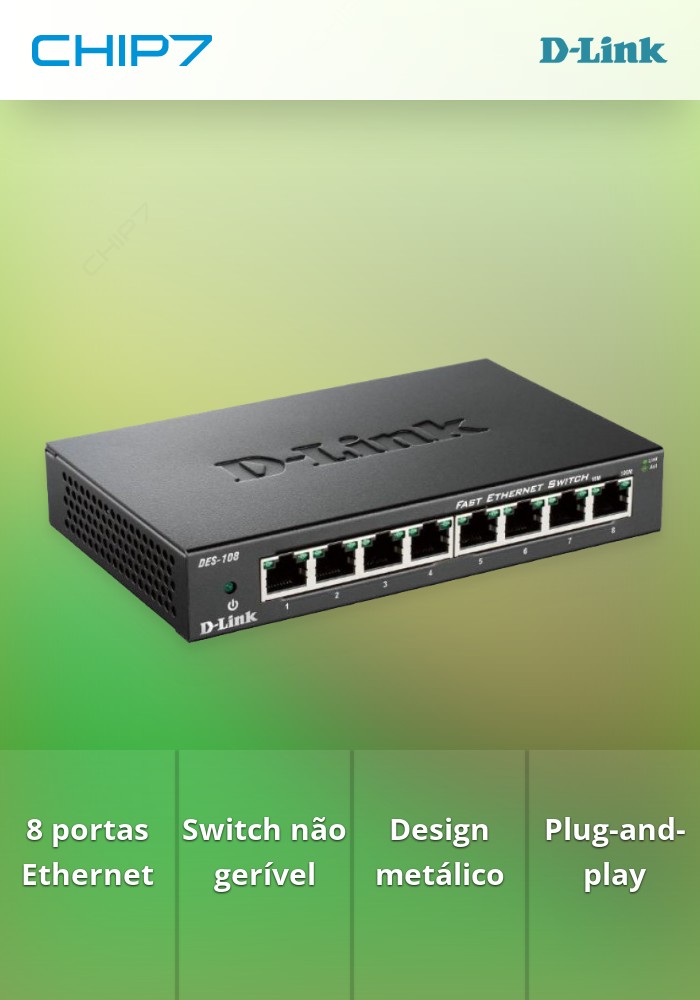 SWITCH 8P.10/100 UNMANAGED METAL