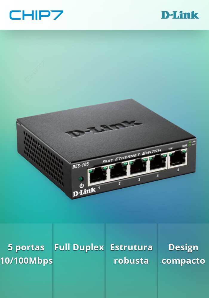 D-LINK SWITCH 5x10/100MBPS FULL DUPLEX METAL HOUSING(DESKTOP)
