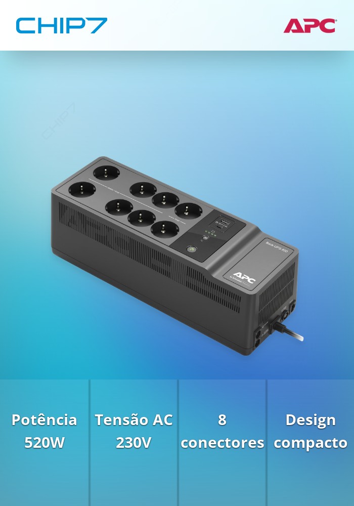 APC Back-UPS BE850G2-GR - UPS - AC 230 V - 520 Watt - 850 VA - conectores de saída: 8 - preto