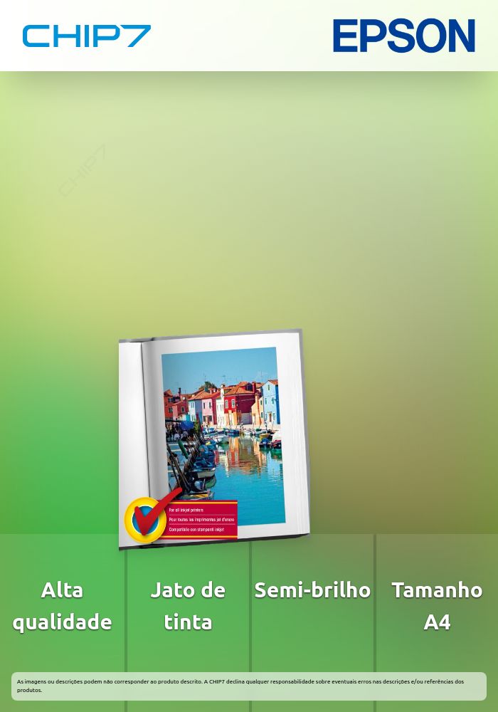 Papel Fotográfico Semi-Brilhante Premium A4 (20 folhas)